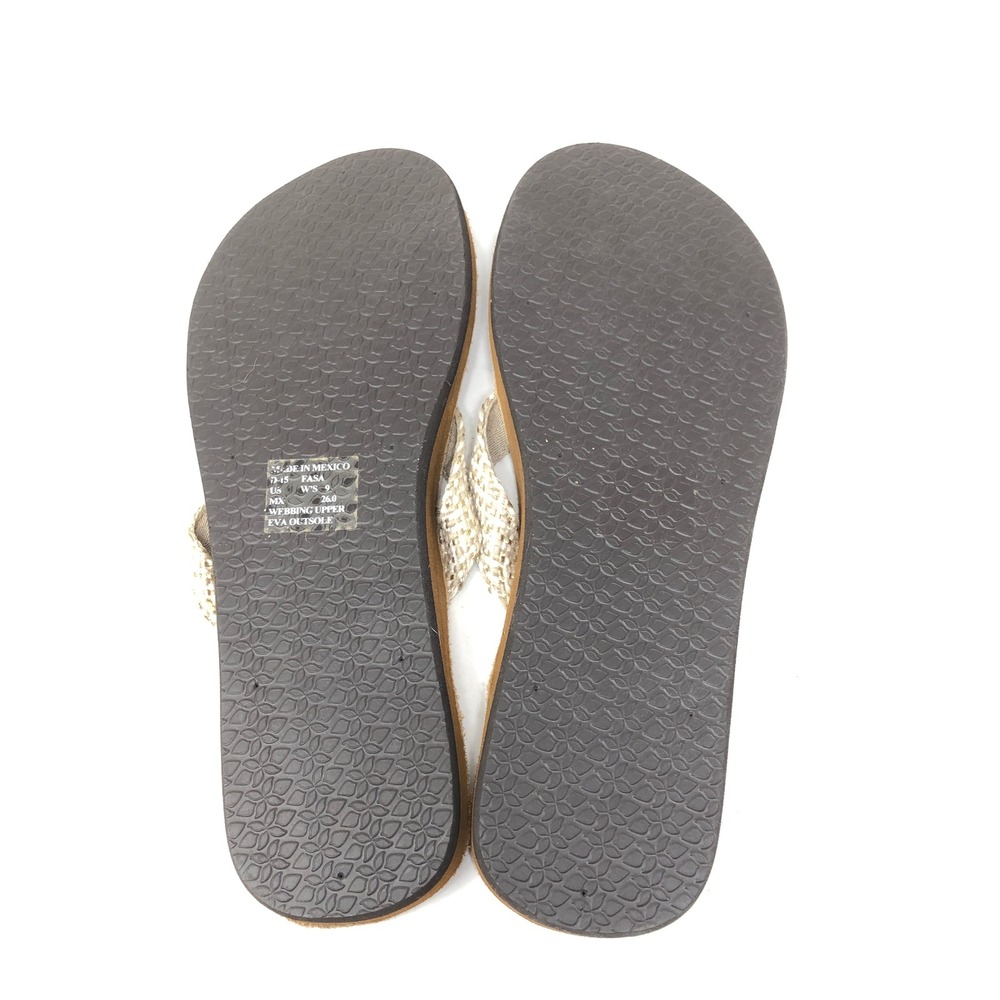 Reef Womens 9 Flip Flop Fasa Sandals Tan Woven Thong Toe Post Flat NWOB - Picture 7 of 8